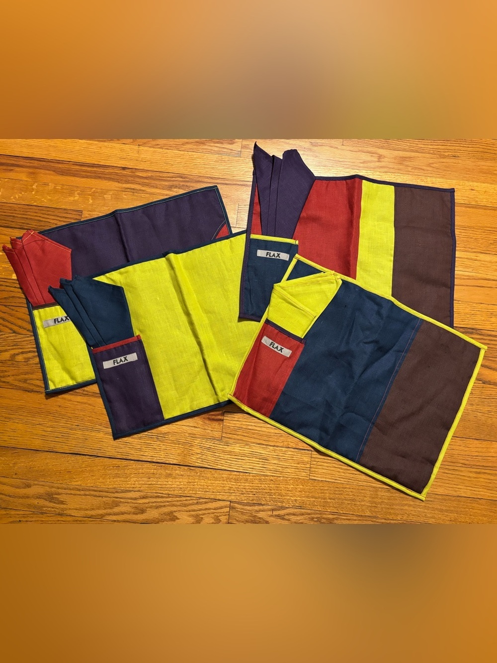 Flax Colorblock Linen Placemats\Napkin set
NEW